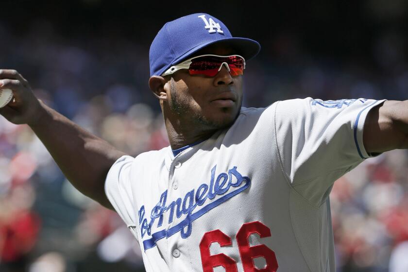 Dodgers outfielder Yasiel Puig will start in the right field on Tuesday against the San Francisco Giants. Puig has missed four of the last five games with a sore left hamstring.