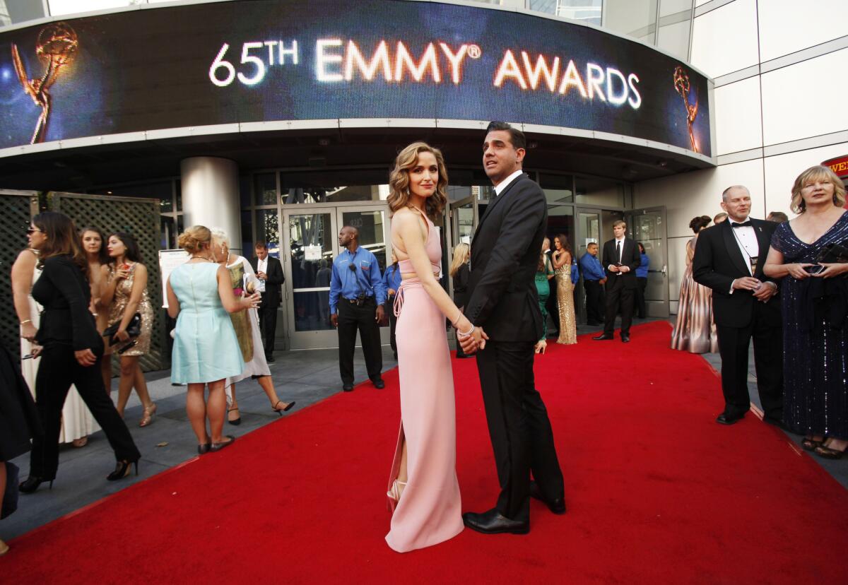 Rose Byrne and Bobby Cannavale walk the red carpet together at the 65th Primetime Emmy Awards on Sept. 22, 2013.