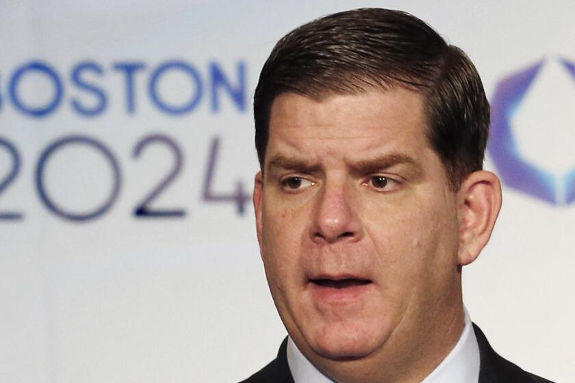 Boston Mayor Martin J. Walsh speaks about his city's 2024 Olympics bid during a news conference Monday.