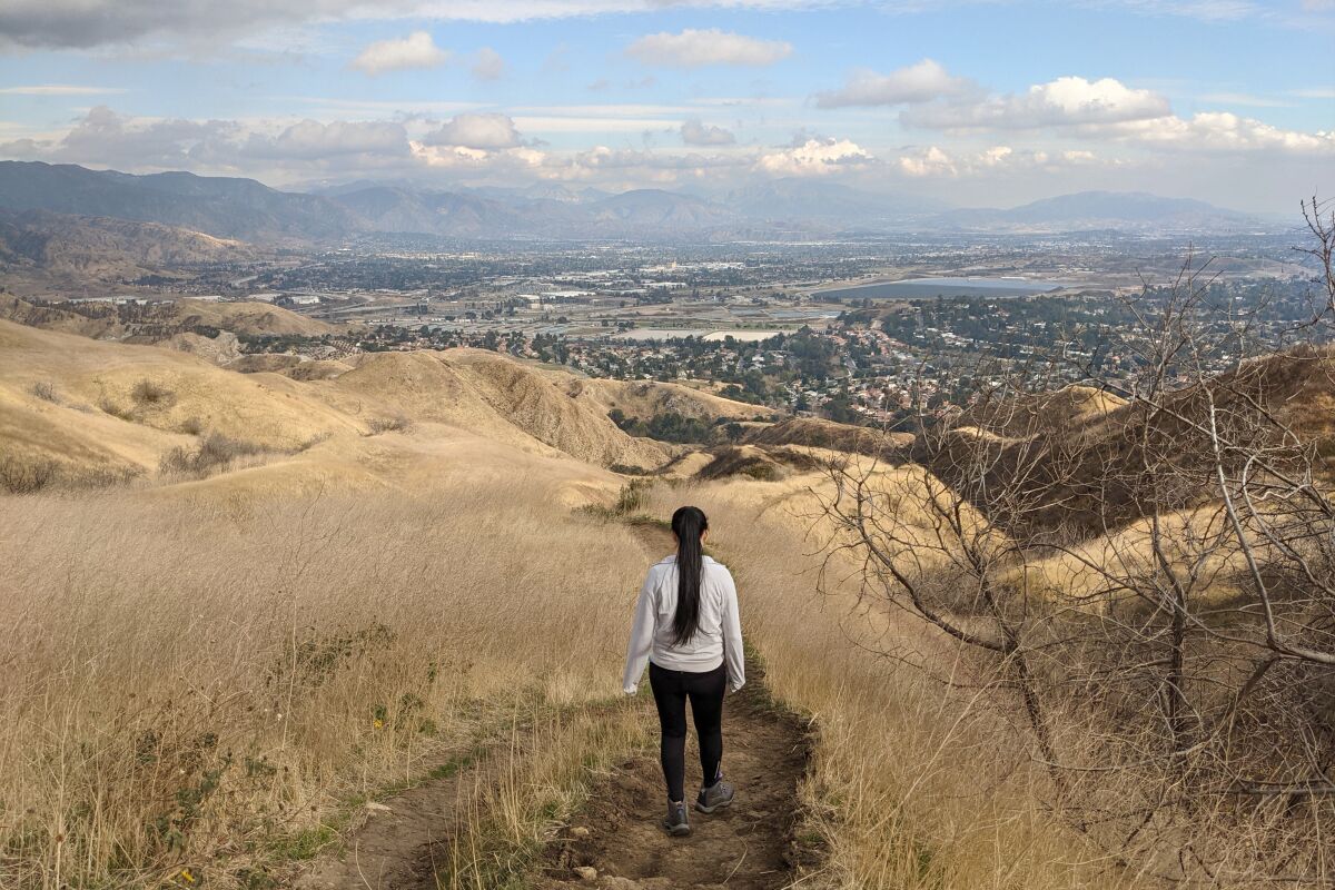A hiker on the O'Melveny Park trail
