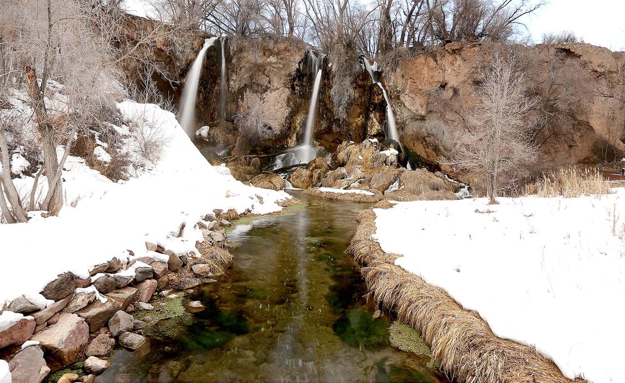 Rifle Falls sets a wintry scene near the community of Rifle, Colo.