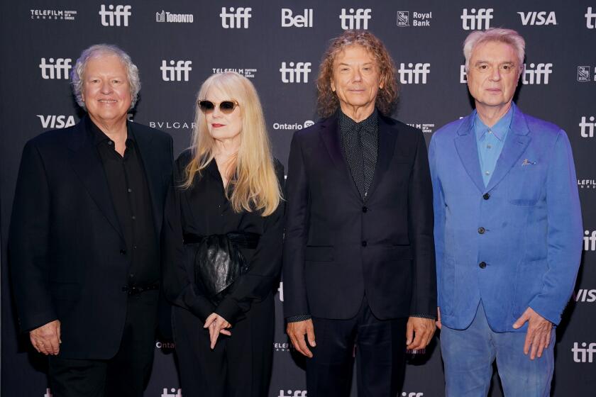 TORONTO, ONTARIO - SEPTEMBER 11: (L-R) Chris Frantz, Tina Weymouth, Jerry Harrison and David Byrne attend the "Stop Making Sense" premiere during the 2023 Toronto International Film Festival at Scotiabank Theatre on September 11, 2023 in Toronto, Ontario. (Photo by Shawn Goldberg/Getty Images)