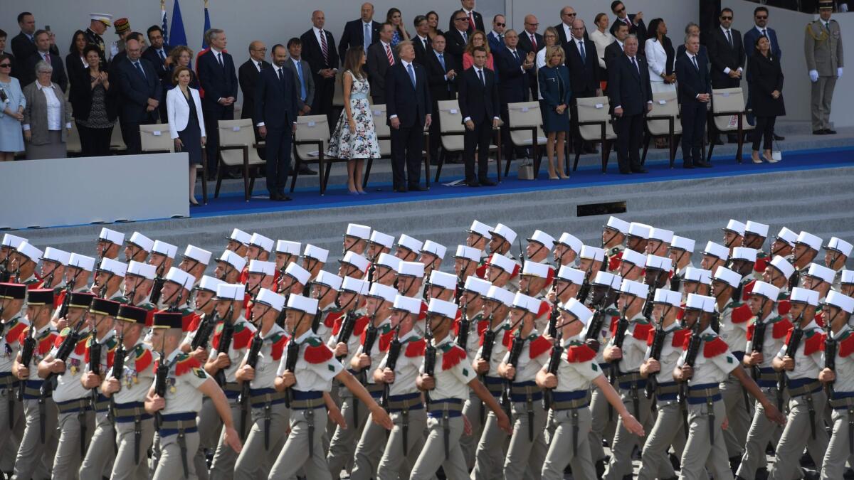 President Trump's visit to Paris on July 14, 2017 — where he watched a Bastille Day parade — reportedly inspired him to ask the Pentagon for a military parade in Washington.