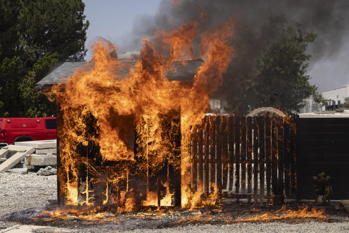 The test chamber that was not ready for the wildfire was completely engulfed by the flames.
