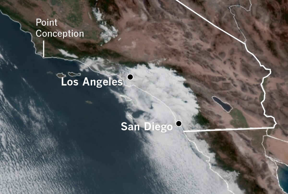 Satellite image of marine layer on 5-8-22.