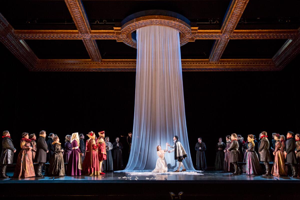 The scenic design for San Diego Opera's 2022 production of "Romeo et Juliette."