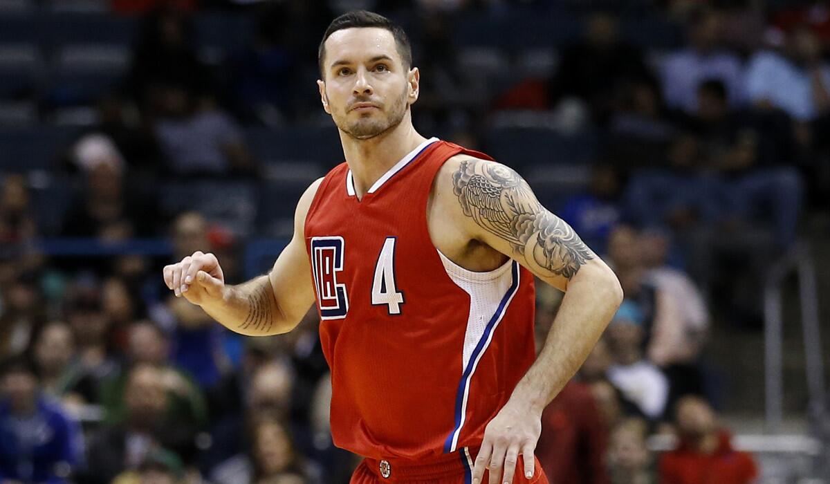Los Angeles Clippers' J.J. Redick reacts after making a three-point basket during the second half against the Milwaukee Bucks on Wednesday.