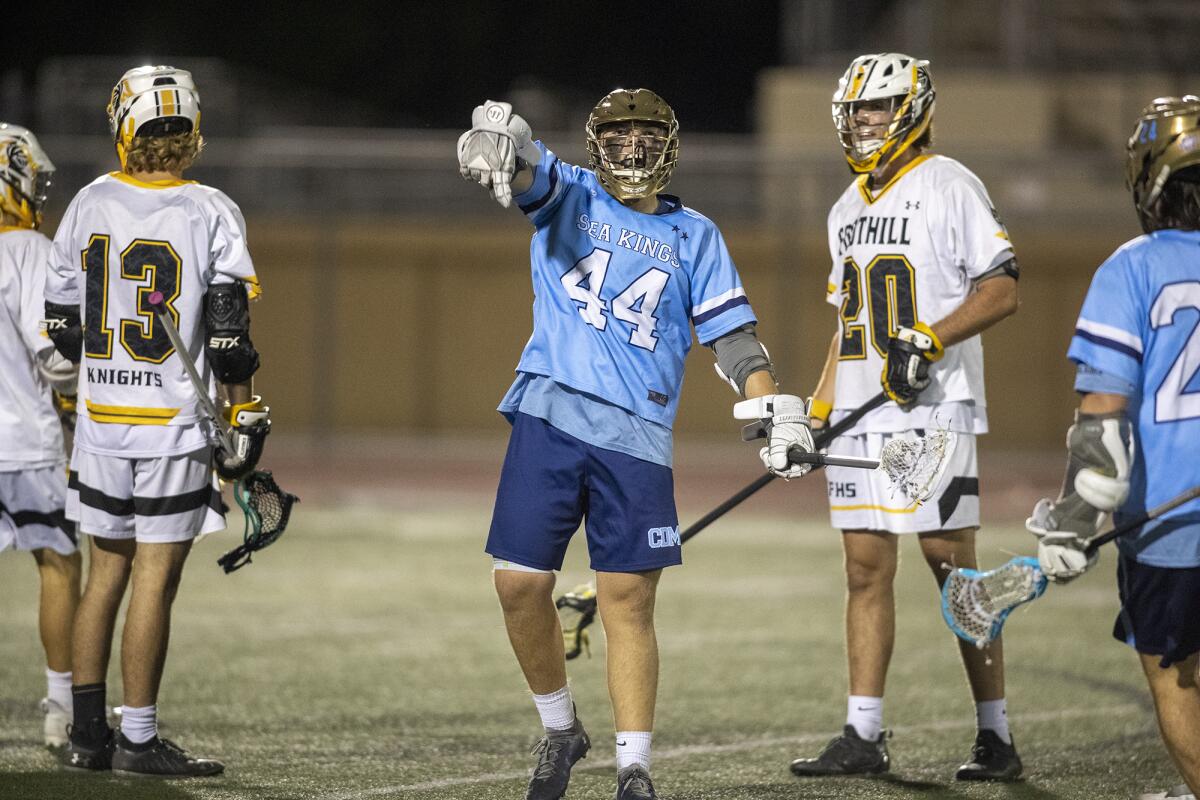 Corona del Mar's Ty Caffarelli celebrates after scoring a goal against Foothill during the CIF Division 1 final.