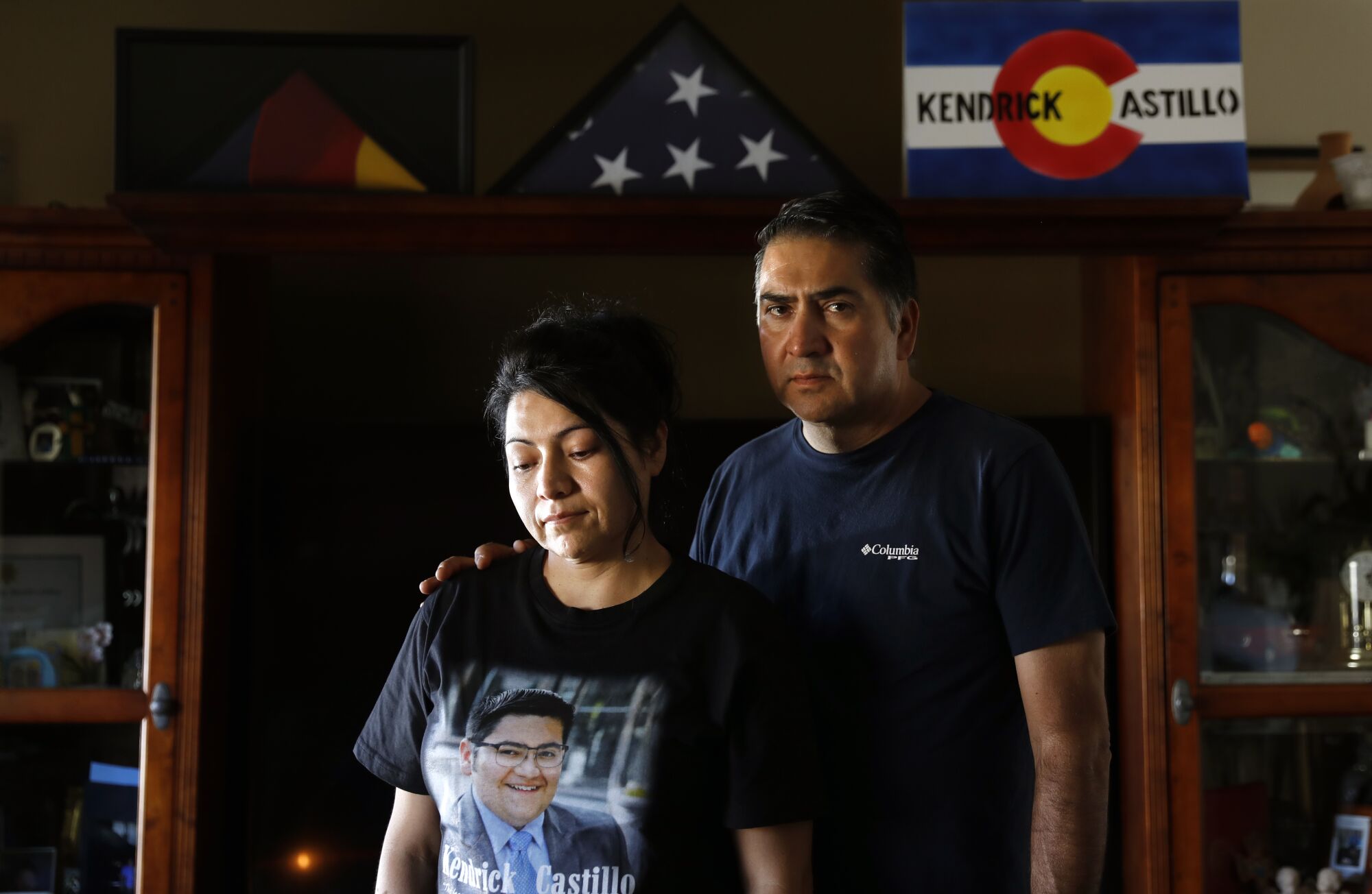 Kendrick Castillo's parents, Maria and John Castillo, at their home in Denver. Their son was killed in May after charging a gunman at school.