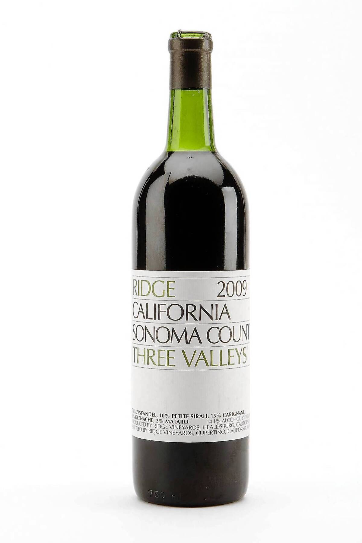 2009 Ridge 'Three Valleys' Zinfandel.