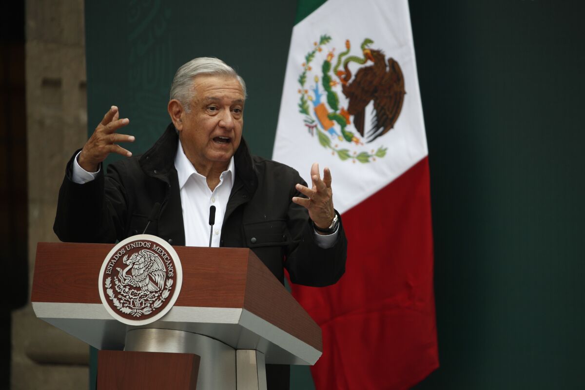 Mexico's President Andrés Manuel López Obrador at the National Palace in Mexico City on Sept. 26, 2020. 