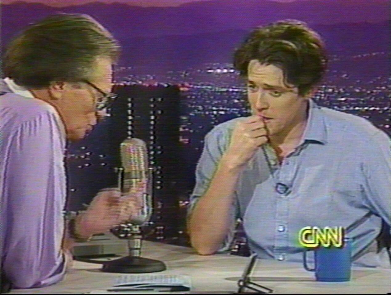 After his ill-fated run-in with a prostitute in 1995, Grant went public with his "transgression." He admitted to Larry King that he had done something "dishonorable, shabby and goatish." -- Jevon Phillips/Los Angeles Times