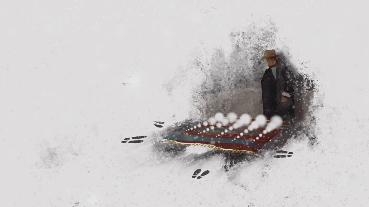 Animation still of David Hammons' “Bliz-aard Ball Sale I," 2022