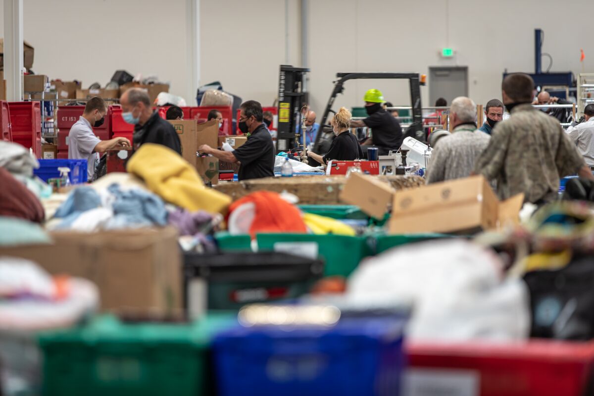 Inside the new 8,500 square-foot Salvation Army warehouse in Otay Mesa on Tuesday.