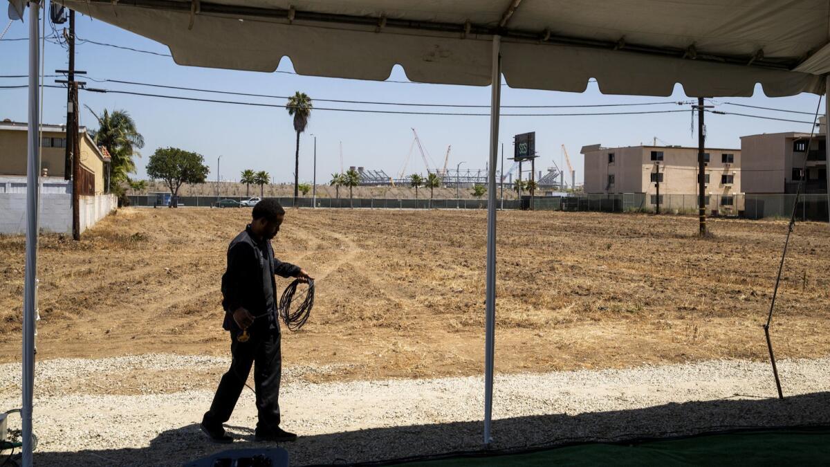 Site of the proposed Clippers arena in Inglewood.