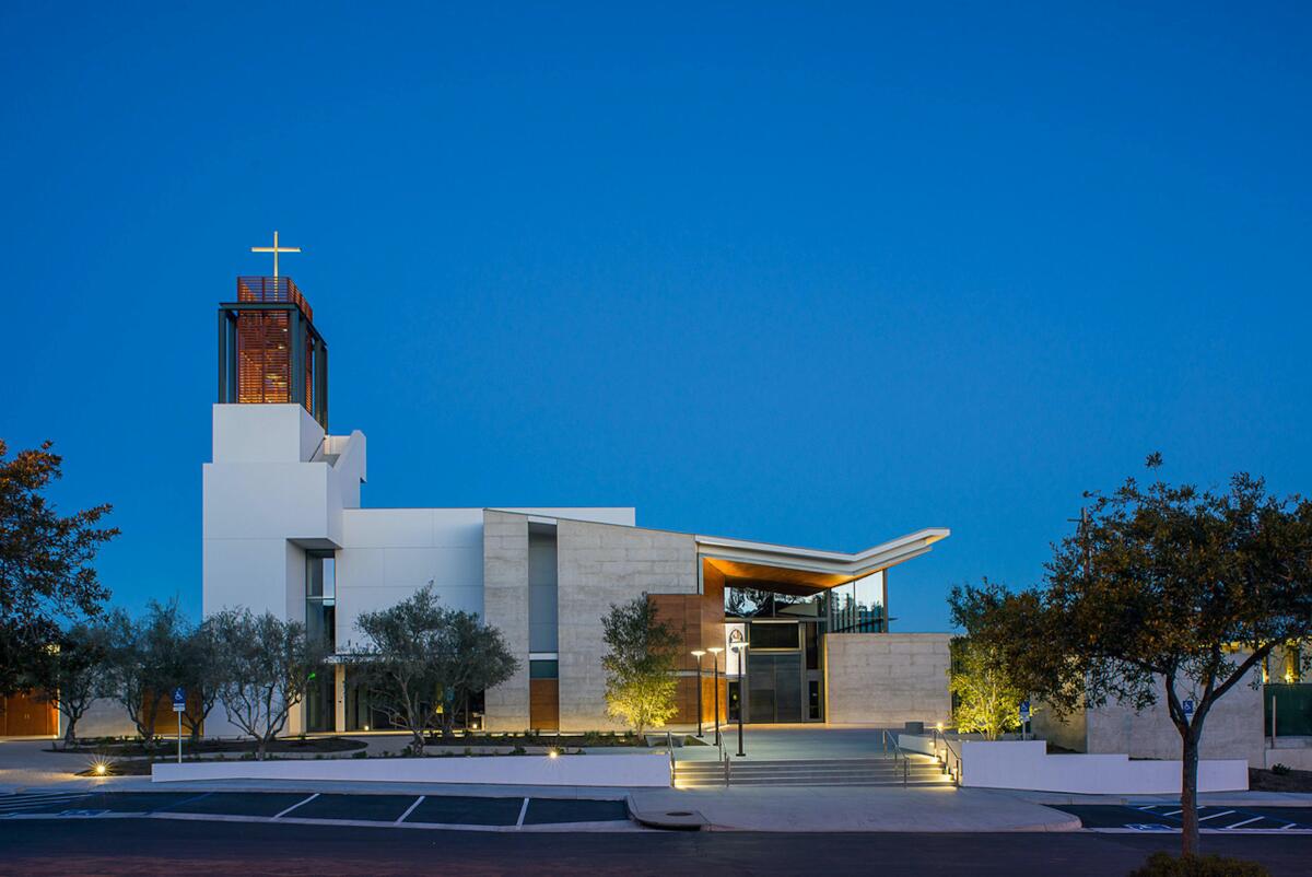 The exterior of St. Thomas More Catholic Church in Oceanside, which was designed by Renzo Zecchetto.