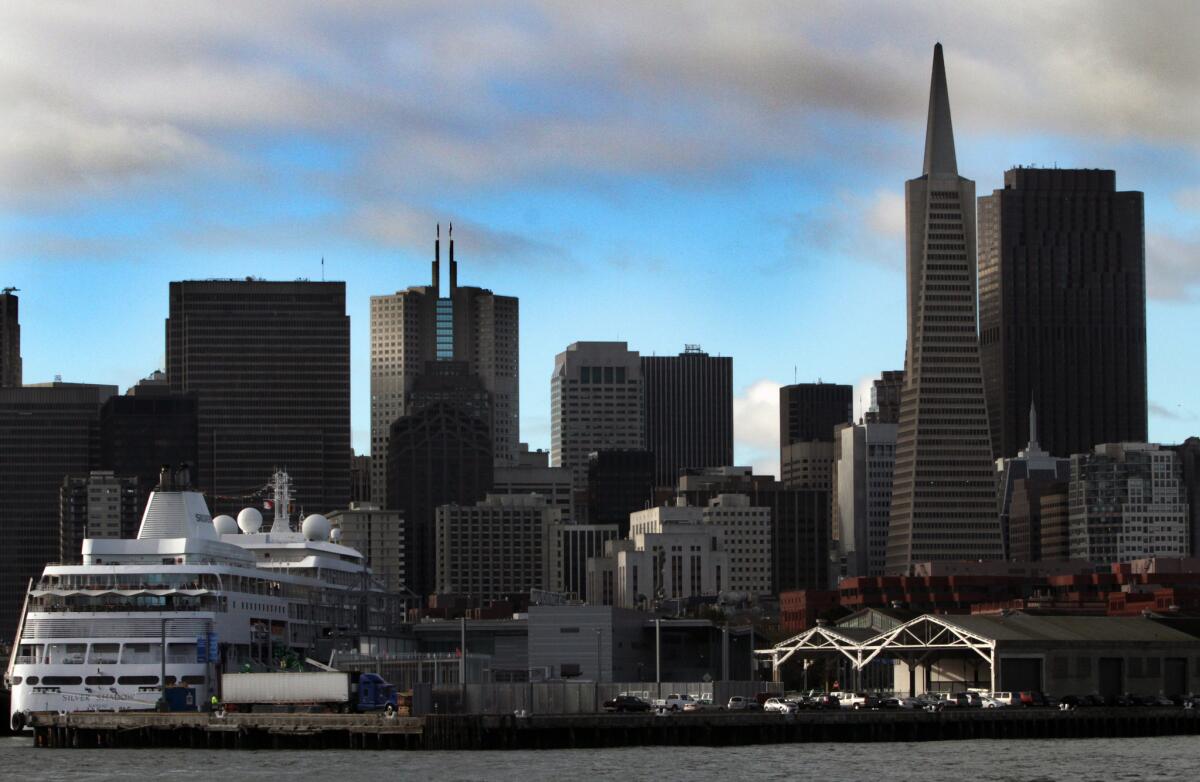 A cruise ship visits San Francisco.