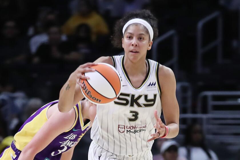 LOS ANGELES, CA - JUNE 23: Chicago Sky forward Candace Parker #3 dribbles down the court during the Chicago Sky.