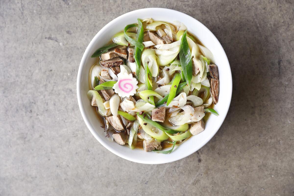 A bowl of negi shoyu ramen 