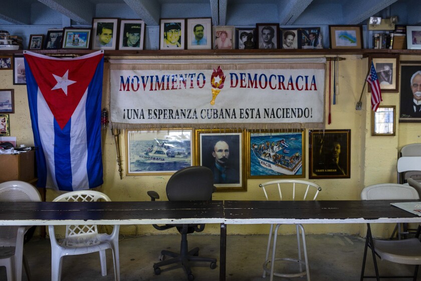 The headquarters of Movimiento Democracia in Miami’s Little Havana.