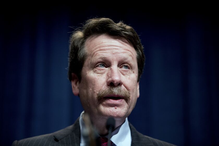 FILE - Food and Drug Administration (FDA) Commissioner Dr. Robert Califf speaks at a news conference in Washington, May 5, 2016. President Joe Biden is nominating Califf to again lead the regulatory agency. (AP Photo/Andrew Harnik, FILE)