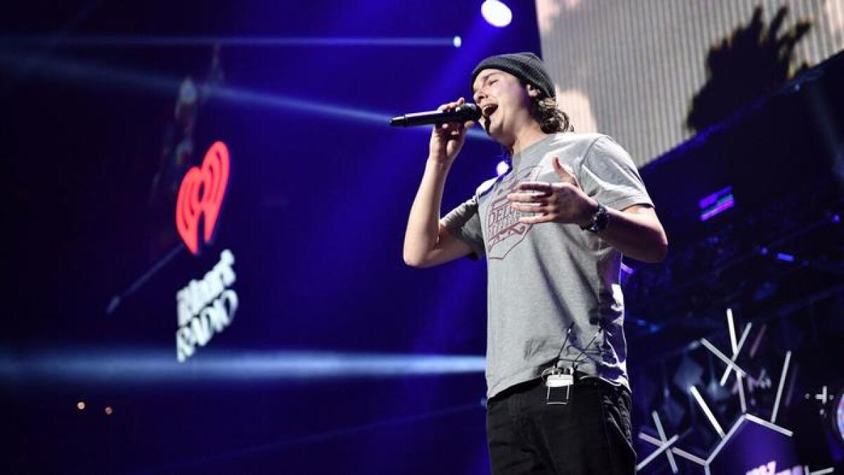 Singer Lukas Forchhammer of Lukas Graham performs onstage during 102.7 KIIS FM's Jingle Ball 2016 presented at Staples Center on Friday.