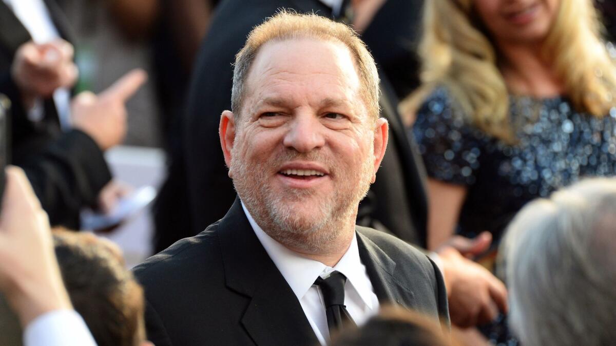 Harvey Weinstein arrives at the Academy Awards in Hollywood on Feb. 28, 2016.