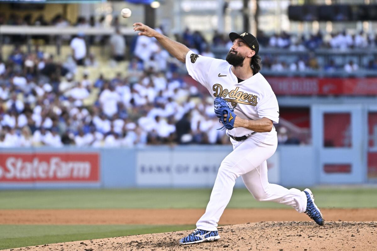 Dodgers pitcher Tony Gonsolin delivers for the National League in the fourth inning of the MLB All-Star Game.