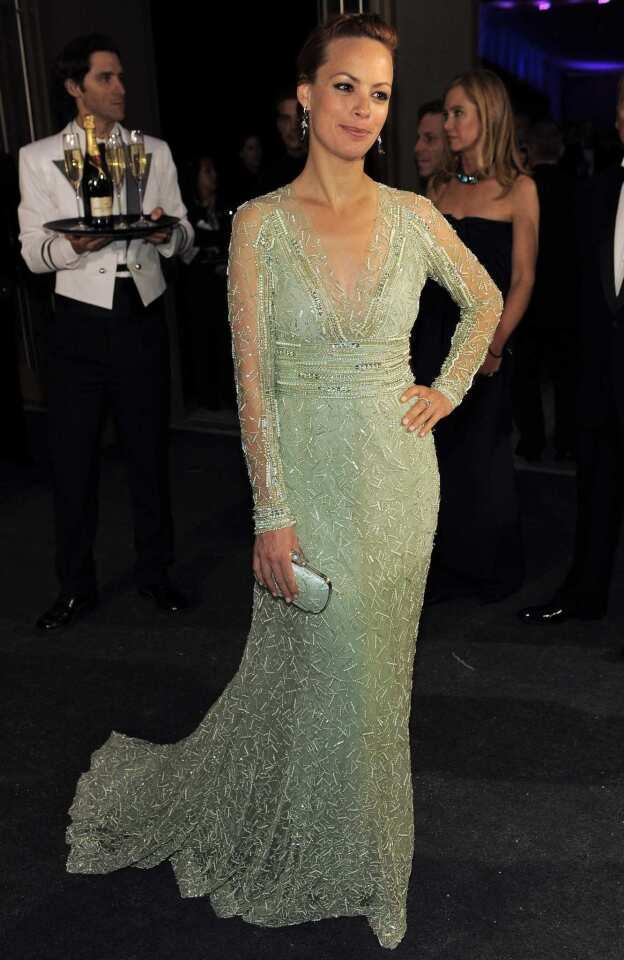 "The Artist" actress in a pale green beaded gown.