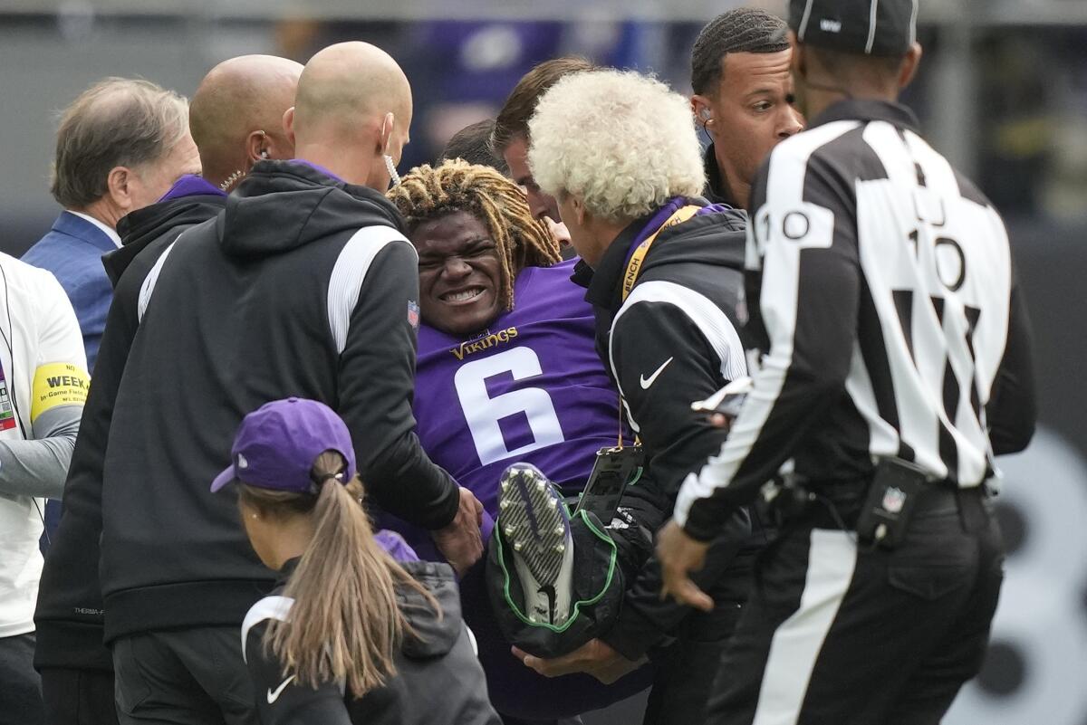 Vikings safety Cine needs surgery on 'lower-leg fracture' - The San Diego  Union-Tribune