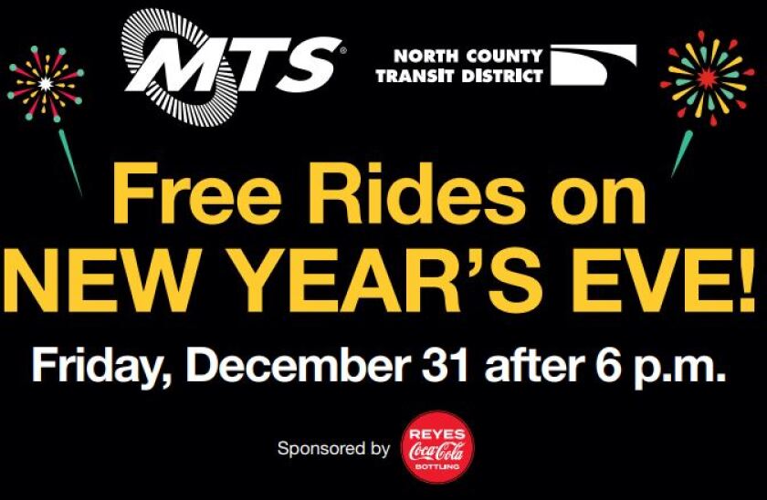 Announcement of free rides on New Year's Eve