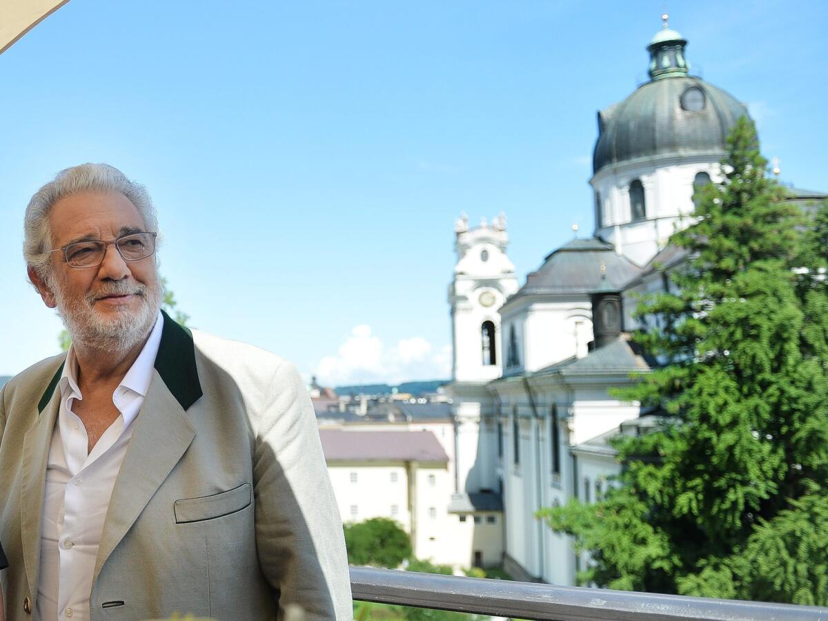 Placido Domingo is shown earlier this month in Salzburg, Austria, where he had to cancel his final performances of "Il Trovatore" to recover from two infections.