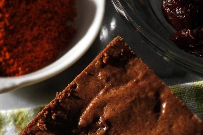 There's a cayenne kick in these. Recipe: Spicy cherry chocolate brownies