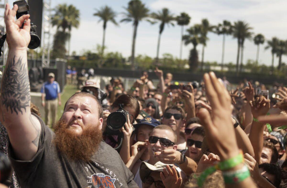 Action Bronson performs Saturday at the 14th annual Coachella Valley Music and Arts Festival in Indio.