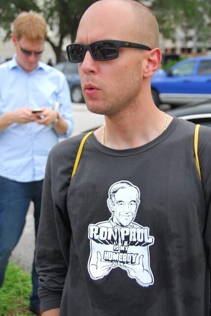 Matt Mills, of Brooklyn, outside the Occupy RNC protest on Aug. 27, 2012.