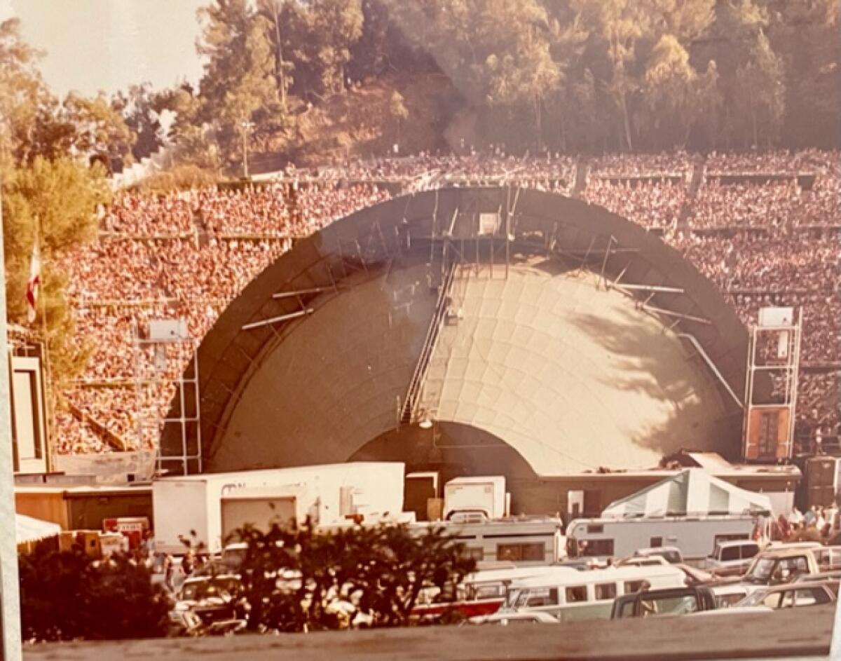 The backstage area of the Hollywood Bowl.