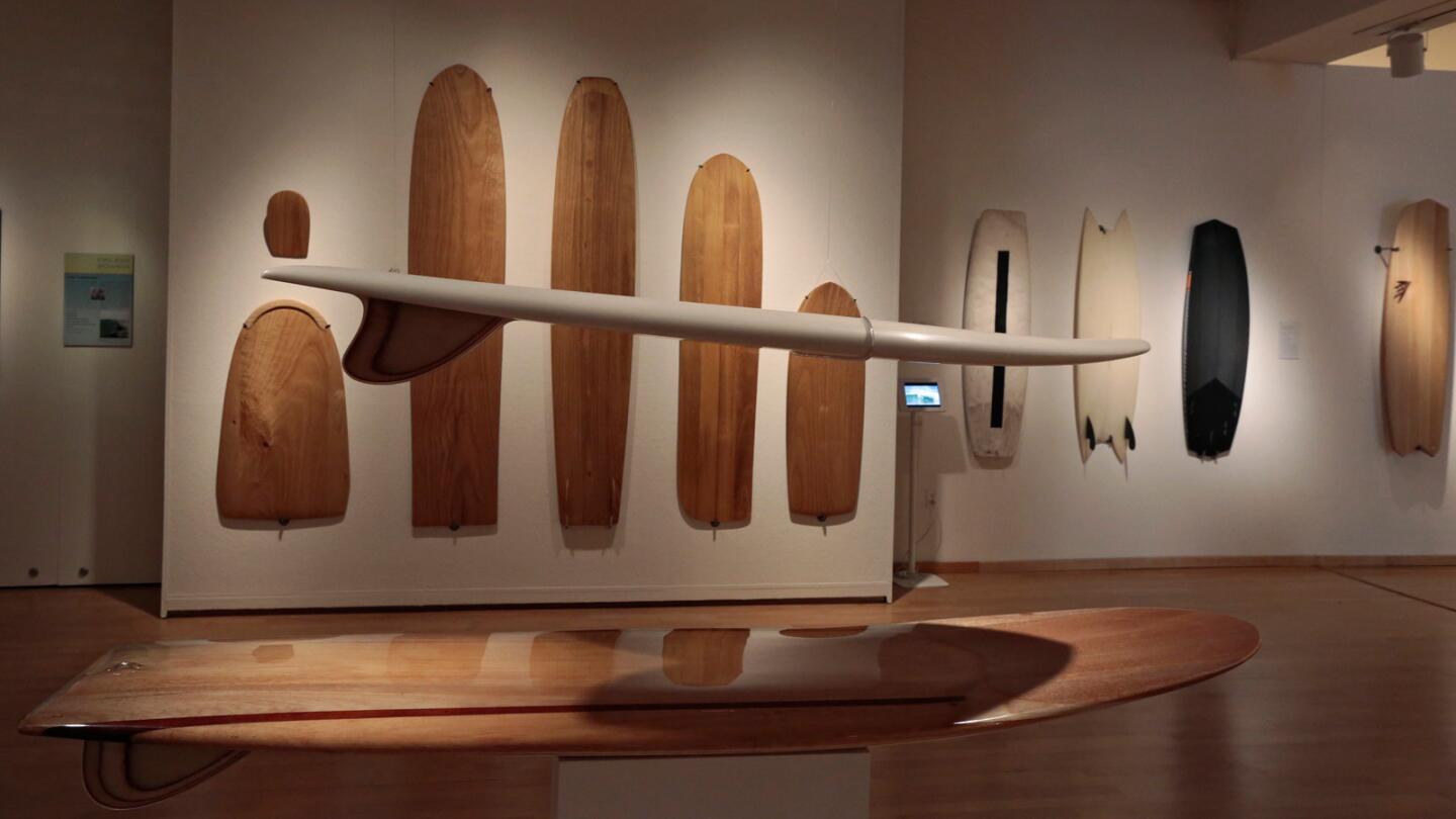 "Surf Craft" at the Mingei International Museum in San Diego's Balboa Park tells the story of the craft of surfboard making in the 20th century. The exhibition ends Sunday.