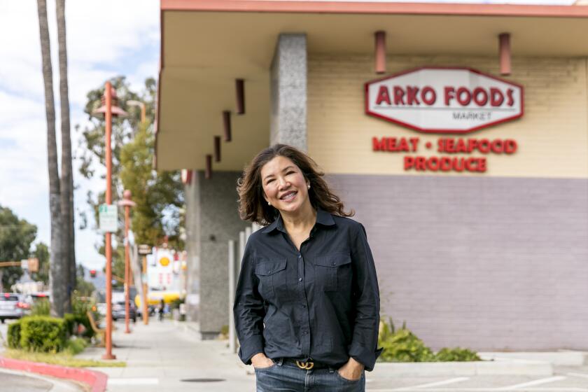 GLEDALE, CALIFORNIA - Feb. 21, 2020: Susie Fong, owner of Arko Foods International, a Filipino grocery store and turo turo market, which she started in 1982, poses for a portrait outside of her store in Glendale, on Friday, Feb. 21, 2020. (Silvia Razgova / For the Times) Assignment ID: 496082