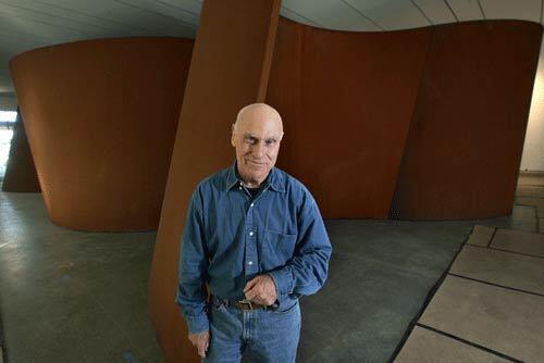 Artist Richard Serra, 68, in front of his sculpture installation Band at the Broad Contemporary Art Museum.