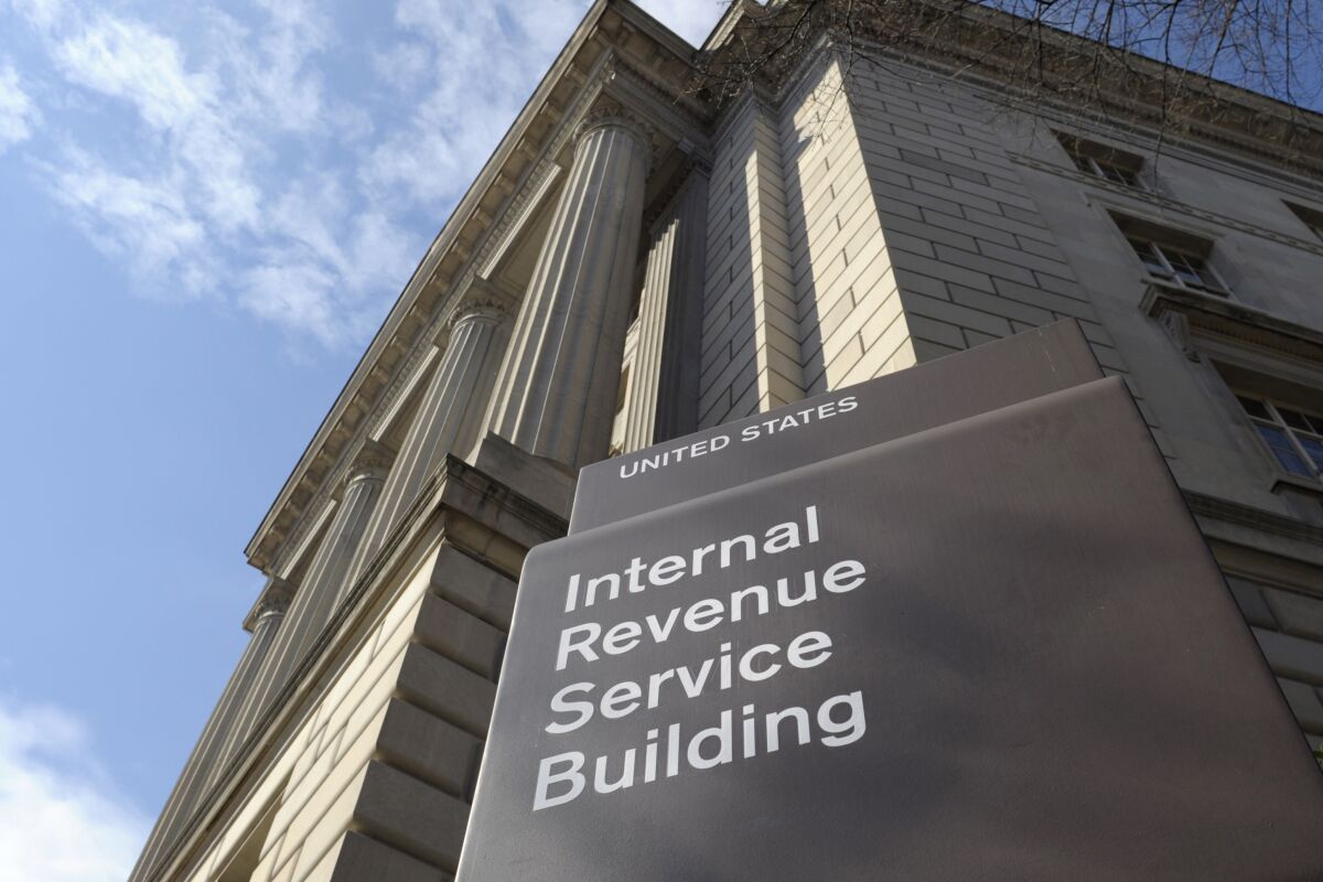 The exterior of the Internal Revenue Service building in Washington. 