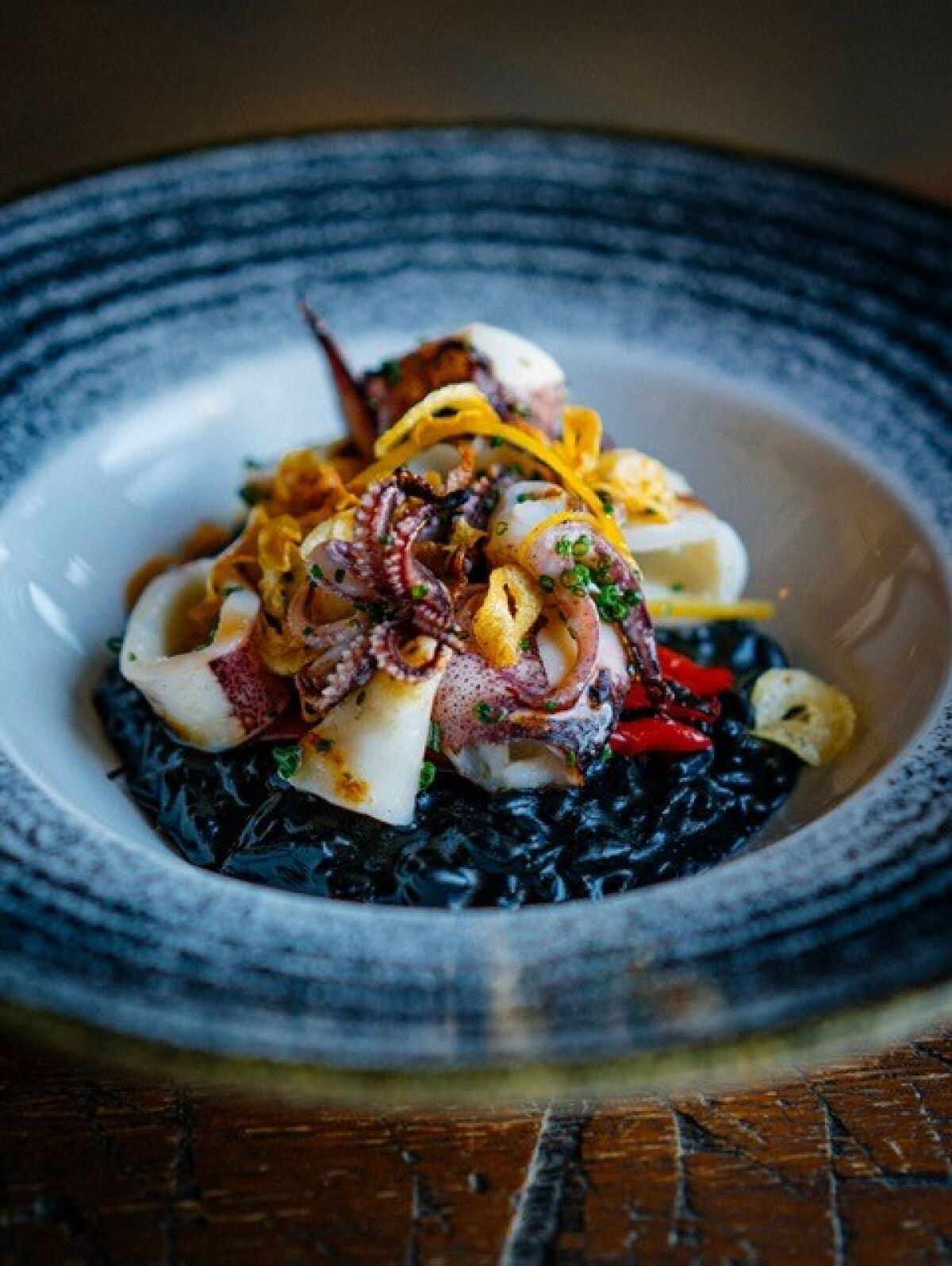 California Market Squid Ink Risotto at The Fishery.