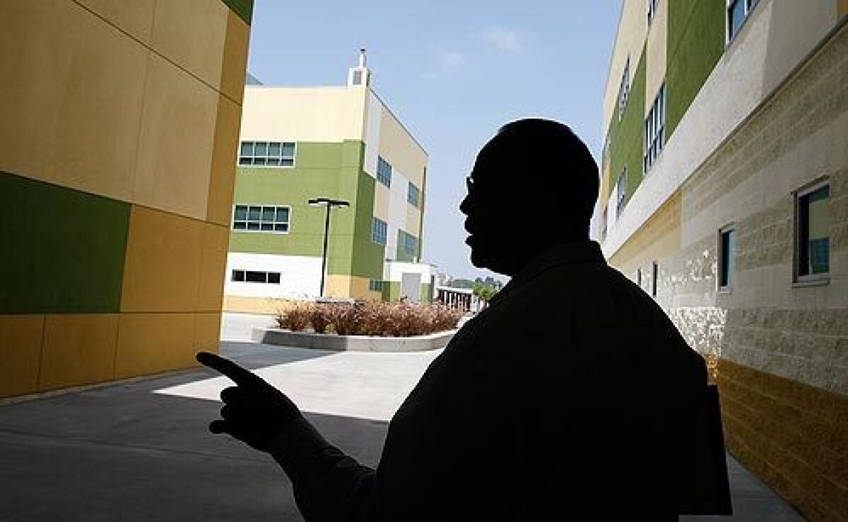 Edward R. Roybal Learning Center Principal Scott Braxton says he has been reassured about safety measures incorporated into the new school, which, like other swaths of Los Angeles, sits atop an oil field. More photos >>>