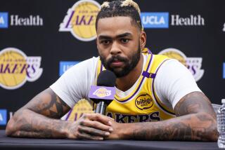 El Segundo, CA, Monday, September 30, 2024 -D'Angelo Russell attends Lakers media day at the UCLA Health Training Center. (Robert Gauthier/Los Angeles Times)