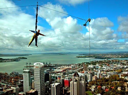 Bungee jumps off the Sky Tower offer a high-octane adrenaline rush. The fall: 630 feet; the speed: nearly 60 mph.