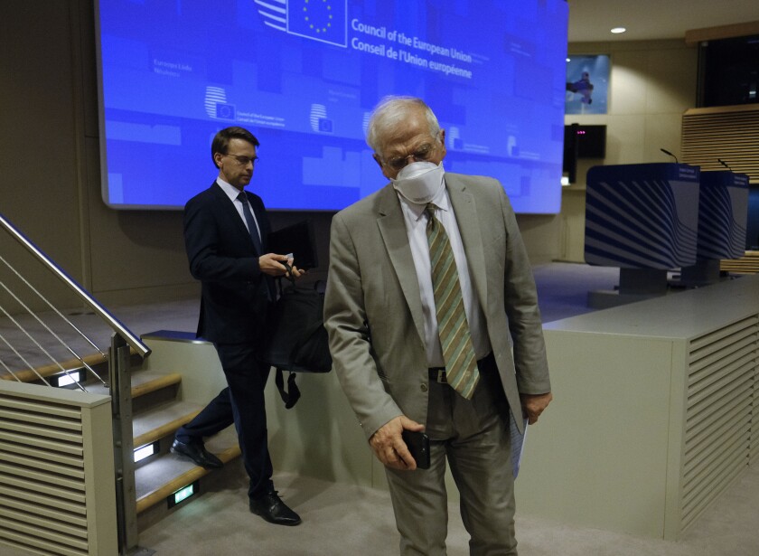 Virus Outbreak Belgium EU Foreign Ministers