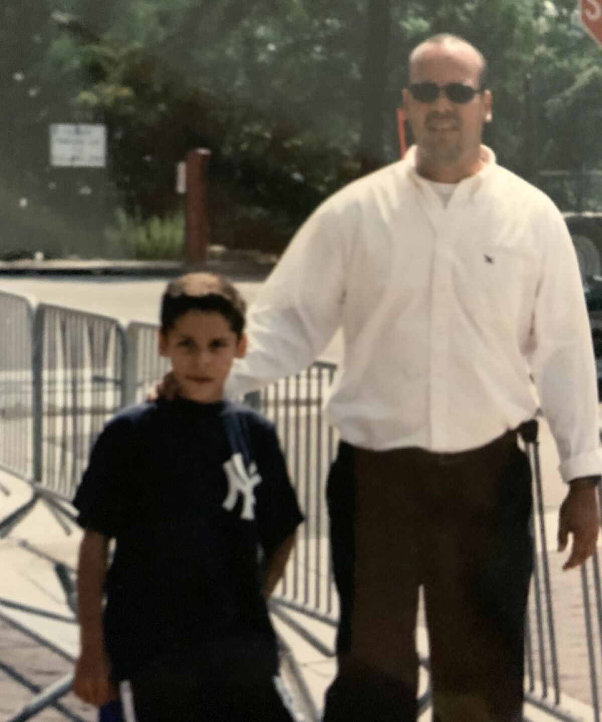 Angels infielder Andrew Velazquez, left, with his father, Kenneth.