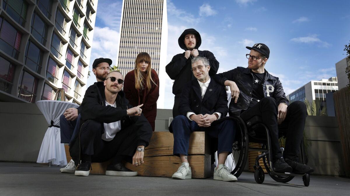 Portugal. The Man's Jason Sechrist, from left, John Gourley, Zoe Manville, Zach Carothers, Kyle O'Quin and Eric Howk.