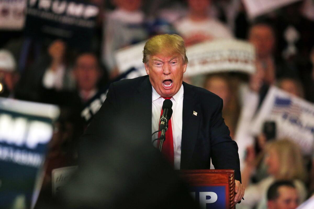 Republican presidential front-runner Donald Trump at a campaign rally on March 7 in Madison, Miss.