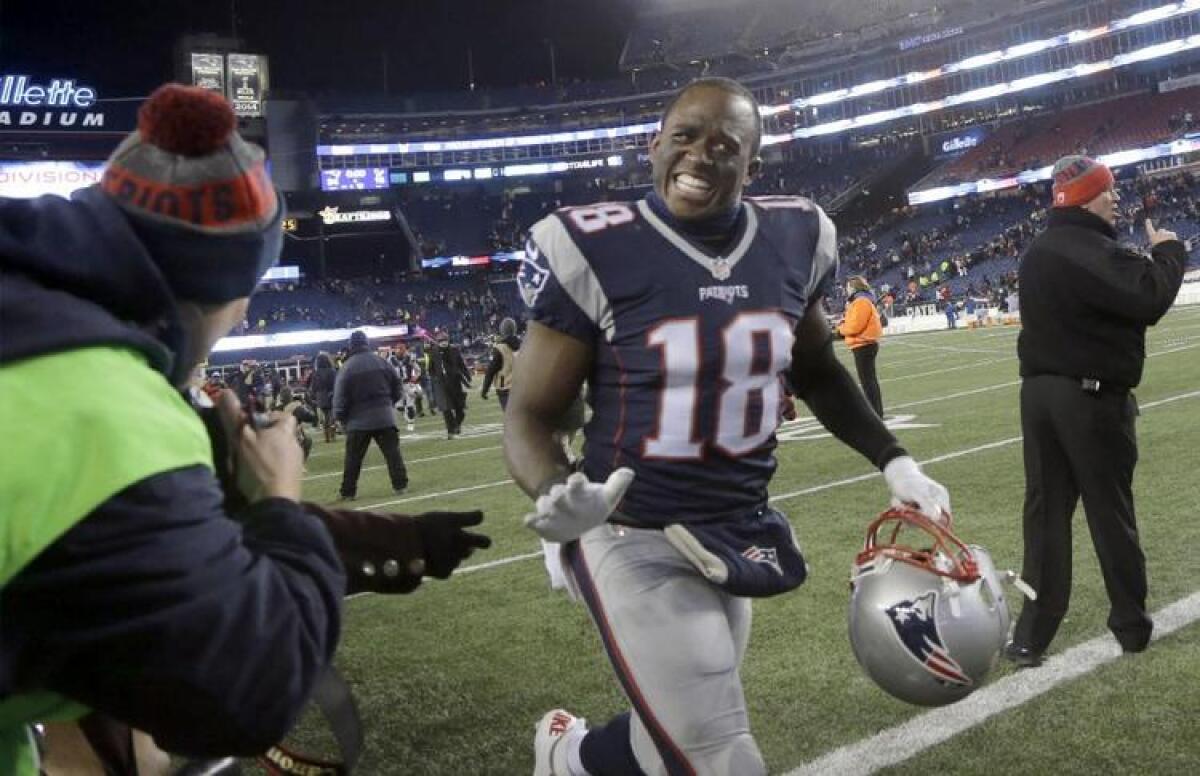 Patriots wide receiver Matthew Slater (18) leaves the field after New England beat the Texans in a divisional playoff game on Jan. 14.
