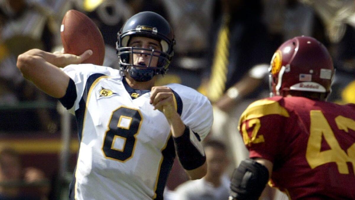 Aaron Rodgers throws against USC when he was California's quarterback.
